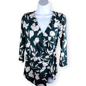 BEACON Jai Floral 3/4 Sleeve Ring Detail Knit Top M